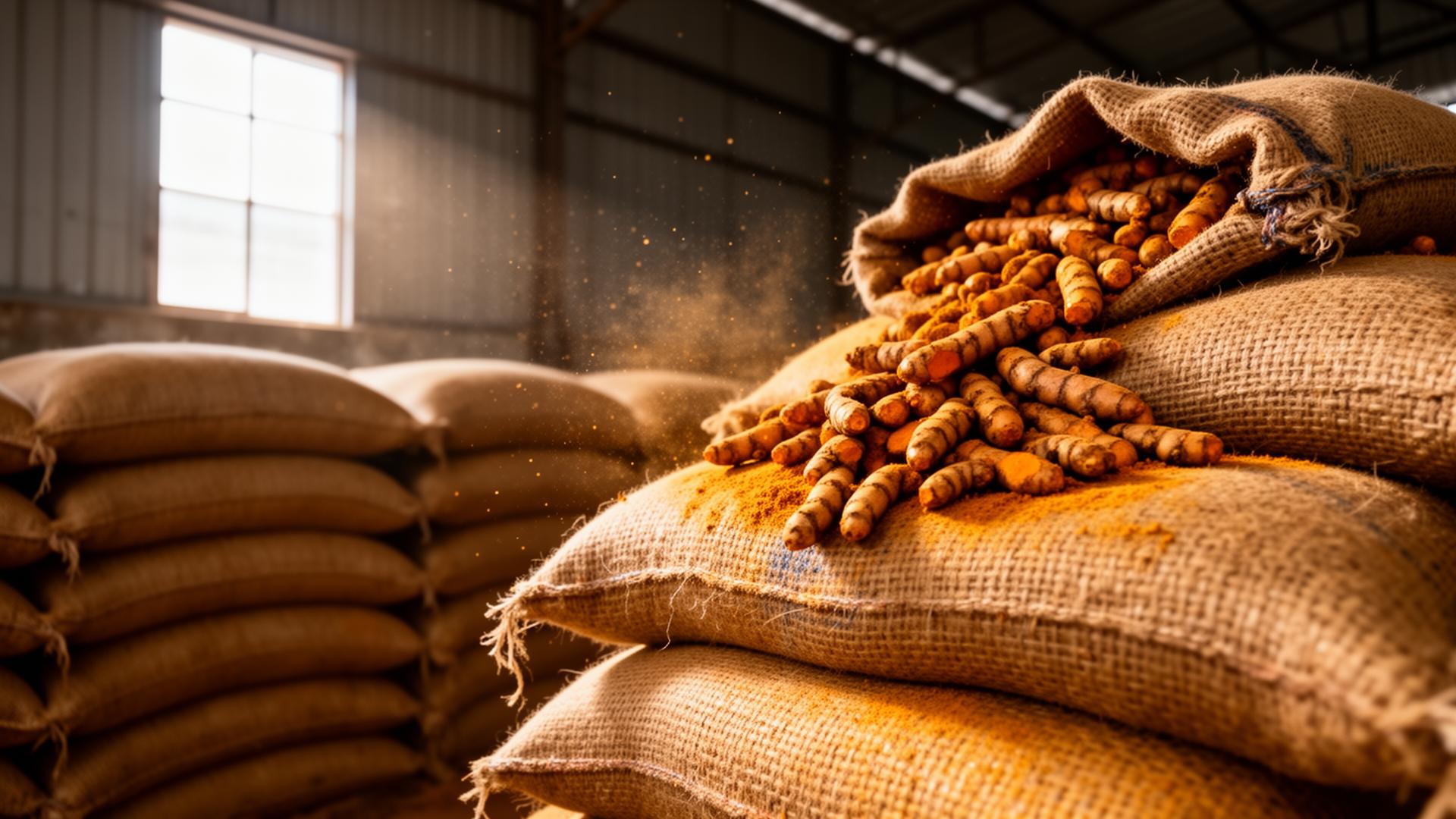 Turmeric sacks from regional sourcing